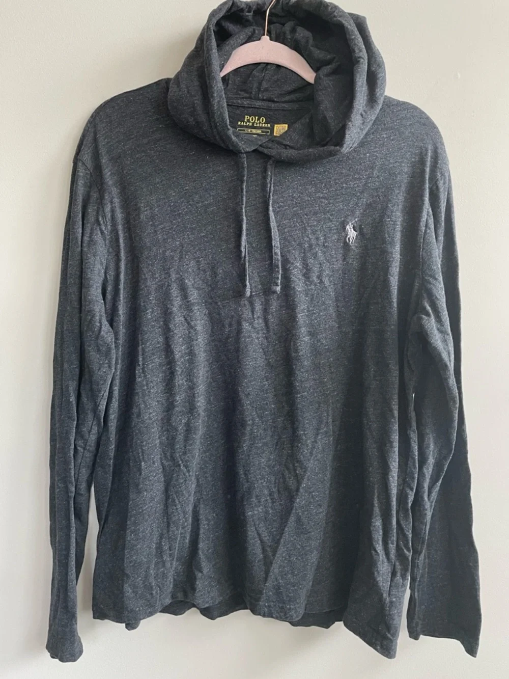 Polo Ralph Lauren Men's Jersey Hooded T-Shirt Long Sleeve Black Heather